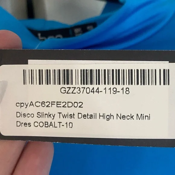 BOOHOO DISCO SLINKY TWIST DETAIL HIGH NECK MINI DRES - Picture 6 of 6